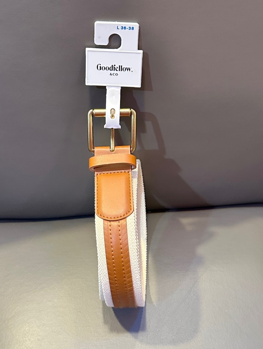Goodfellow & Co Men's 36-38 M Woven Belt Tan Brass Preppy Casual NWT